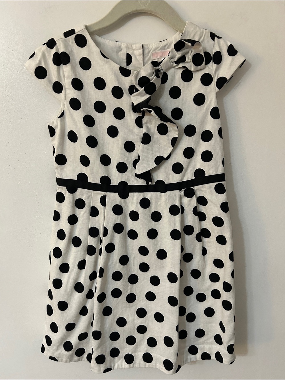 Janie and Jack Polka Dot Dress Black/White with Bow Ruffle Trim Girls Size 6